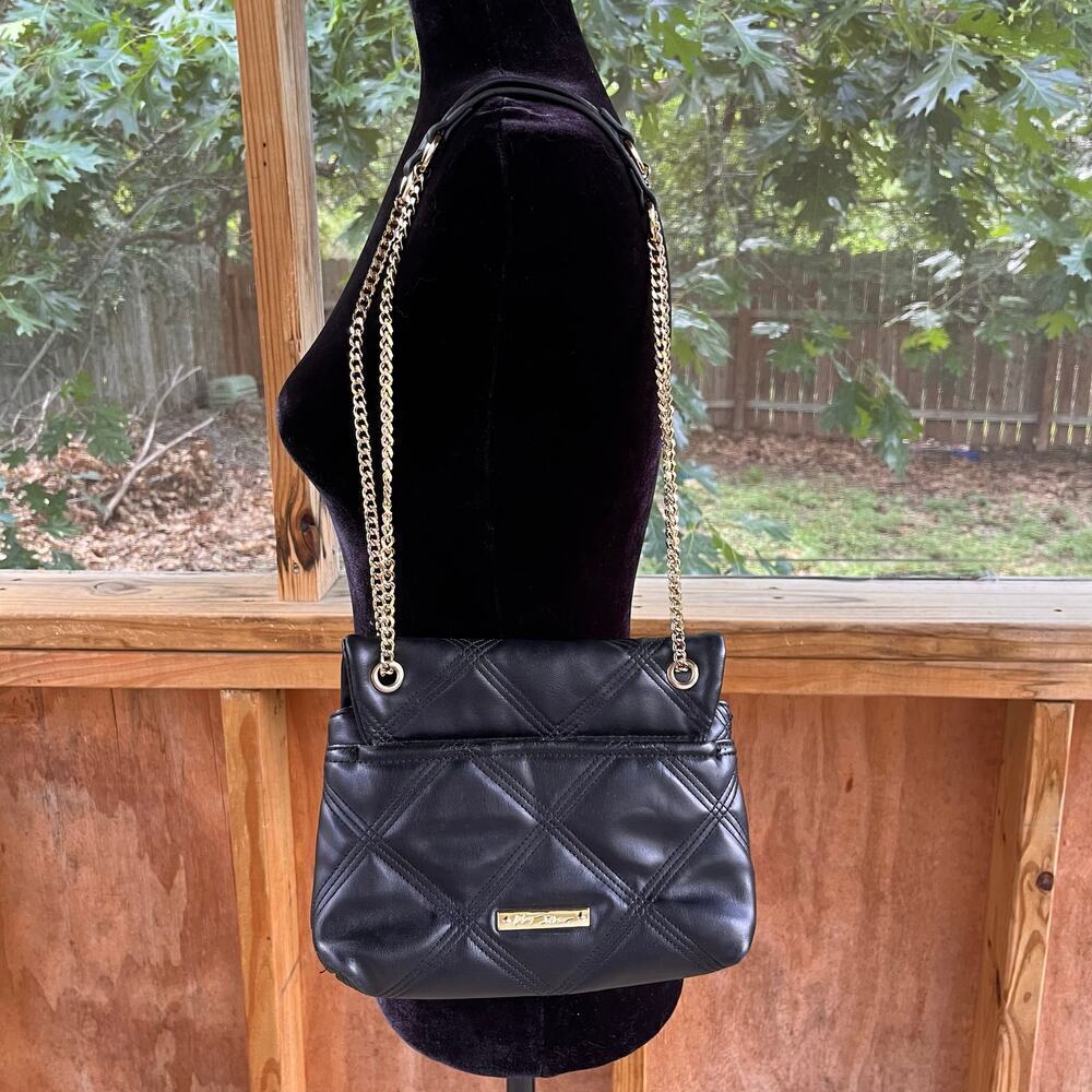Betsey Johnson XO Black Quilted Harper Bag Vegan Leather